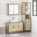 3 Piece Bathroom Furniture Set Sonoma Oak Engineered Wood 3301131