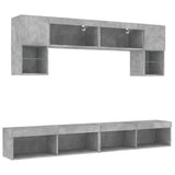 6 Piece TV Wall Units with LED Concrete Grey Engineered Wood 3216707