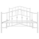 Metal Bed Frame without Mattress with Footboard White 100x190cm 373850