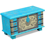 ZNTS Storage Chest Blue Mango Wood 80x40x45 cm 243332