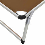 44336 Folding Sun Lounger with Roof Aluminium and Textilene Brown