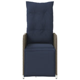 Reclining Garden Chairs 2 pcs with Cushions Grey Poly Rattan 365704