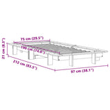 Bed Frame without Mattress 75x190 cm Small Single Solid Wood Pine 850683