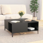 ZNTS Coffee Table Black 80x80x36.5 cm Engineered Wood 821101
