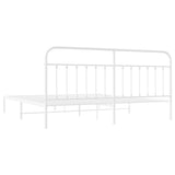 Bed Frame White Powder-Coated Steel 193 cm x 203 cm Industrial 352633