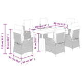 7 Piece Garden Dining Set with Cushions Grey Poly Rattan 3213487