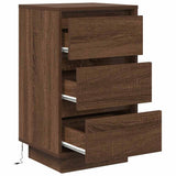 Bedside Cabinet with LED Lights Brown Oak 38x34x65 cm 861307