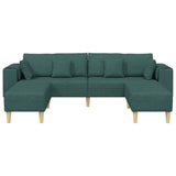 Fabric Sofa with Cushion 3 pcs Dark Green 208 cm Fabric 3335166