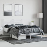 Bed Frame White Powder-Coated Steel Double Bed Frame 353587
