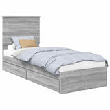 Storage Bed with Drawer Grey Sonoma 75 x 190 cm Engineered Wood 3411262