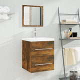 Sink Cabinet with Built-in Basin Smoked Oak Engineered Wood 3114168