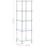 5-Tier Shelf Transparent 40x40x130 cm Tempered Glass 249506