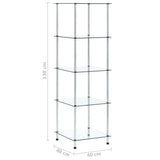 5-Tier Shelf Transparent 40x40x130 cm Tempered Glass 249506