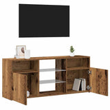 TV Cabinet with LED Lights Old Wood 120x30x50 cm Engineered Wood 856351