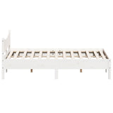 ZNTS Bed Frame with Headboard White 160x200 cm Solid Wood Pine 3216364