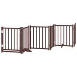 Dog Gate with Door Foldable 12 Panels Brown 600 cm Poplar Wood 3155716