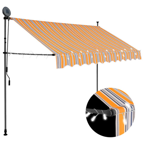 Manual Retractable Awning with LED 300 cm Yellow and Blue 145852