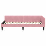 Corner Bed Frame Pink 100 x 200 cm Velvet and Engineered wood 42016167