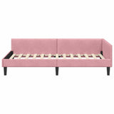 Corner Bed Frame Pink 100 x 200 cm Velvet and Engineered wood 42016167