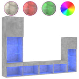 4 Piece TV Wall Units with LED Concrete Grey Engineered Wood 3216650