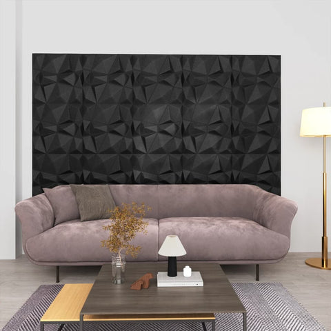 3D Wall Panels 48 pcs 50x50 cm Diamond Black 12 m² 150916