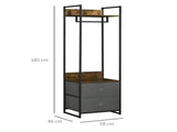 Clothes Rail, Metal Coat Stand, Garment Rack with 2 Fabric Storage Drawers, Single Wardrobe for T3398P341424