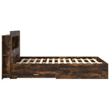 Bed Frame with Storage Smoked Oak 150 x 200 cm Engineered Wood 3433881