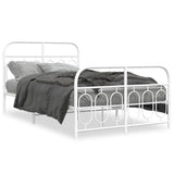 Metal Bed Frame without Mattress with Footboard White 120x190cm 377181