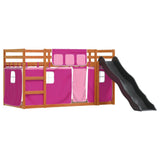 Bunk Bed without Mattress with Slide and Curtains Pink 90x200 cm 3284115
