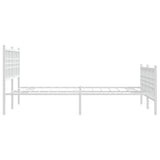 Metal Bed Frame without Mattress with Footboard White 140x190cm 376391