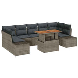 Garden Sofa Set with Storage 8 pcs Grey Poly rattan 3358666