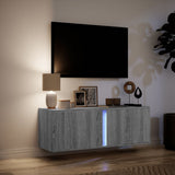 TV Wall Cabinet with LED Lights Grey Sonoma 100x31x35 cm 852269