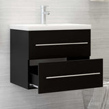 Sink Cabinet with Built-in Basin Black Engineered Wood 3099042