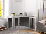 Dog Crate Furniture Side Table, with Cushion, 122 x 61 x 71cm - Grey T3398P376387