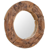 ZNTS Decorative Mirror Teak 80 cm Round 244561