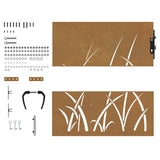 Garden Gate 85x100 cm Corten Steel Grass Design 153221