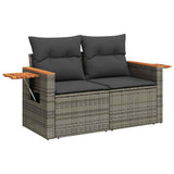 6 Piece Garden Sofa Set with Cushions Grey Poly Rattan Acacia 3327553