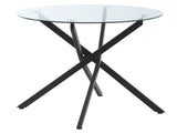 Dining Table with Clear Tempered Glass Top, Round Table with Metal Legs, Modern Kitchen Table for T3398P329932