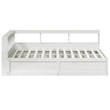 ZNTS Bookcase Bed without Mattress White 150x200cm Solid Wood Pine 3324458