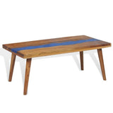 Coffee Table Brown and Blue Teak and Resin 100x50x40 cm 245067