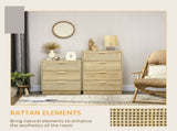 Chest of Four Rattan Weave Panel Drawers - Wood-Effect T3398P343297