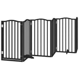 Dog Gate with Door Foldable 15 Panels Black 750 cm Poplar Wood 3155602