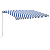 Manual Retractable Awning with LED 300x250 cm Blue and White 3068861