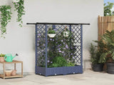 Raised Bed with Trellis and Roof Grey 124 x 40 x 123 cm PP 42032569