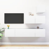 4 Piece TV Cabinet Set White Engineered Wood 3078736