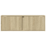 TV Wall Cabinet with LED Lights Sonoma Oak 100x31x35 cm 852266