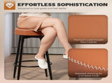 Set of Two Faux Leather Bar Stools - Brown/Black T3398P377911