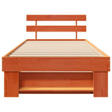 Bed Frame with Headboard Wax Brown 75 x 190 cm Solid Pine Wood 872511