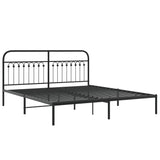 Metal Bed Frame without Mattress with Headboard Black 183x213cm 376605