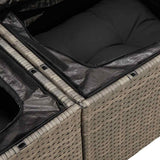 5 Piece Garden Sofa Set with Cushions Grey Poly Rattan Acacia 3327546